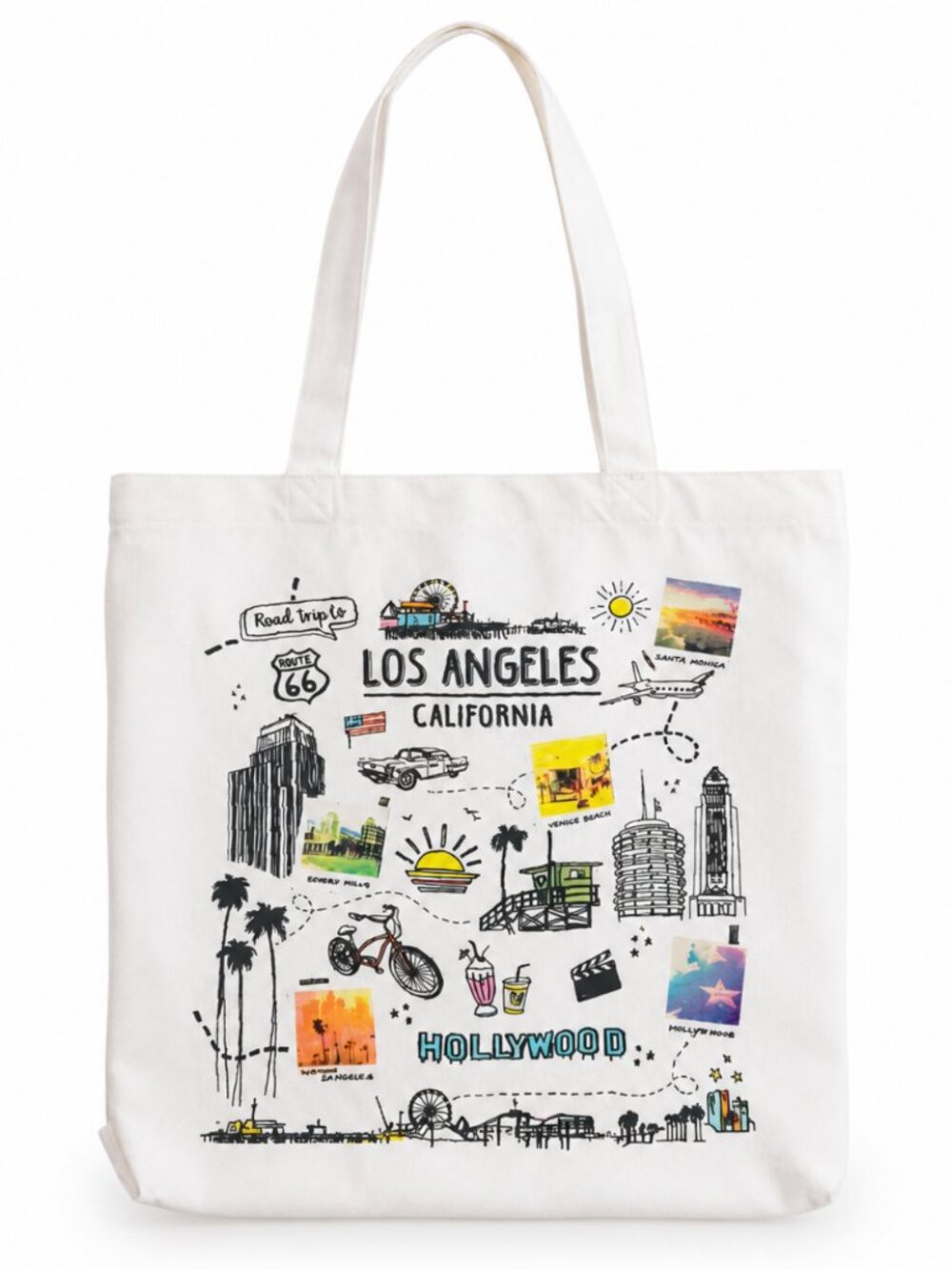 Los Angeles California Canvas Tote Bag, Hollywood Travel Graphic Shoulder bag